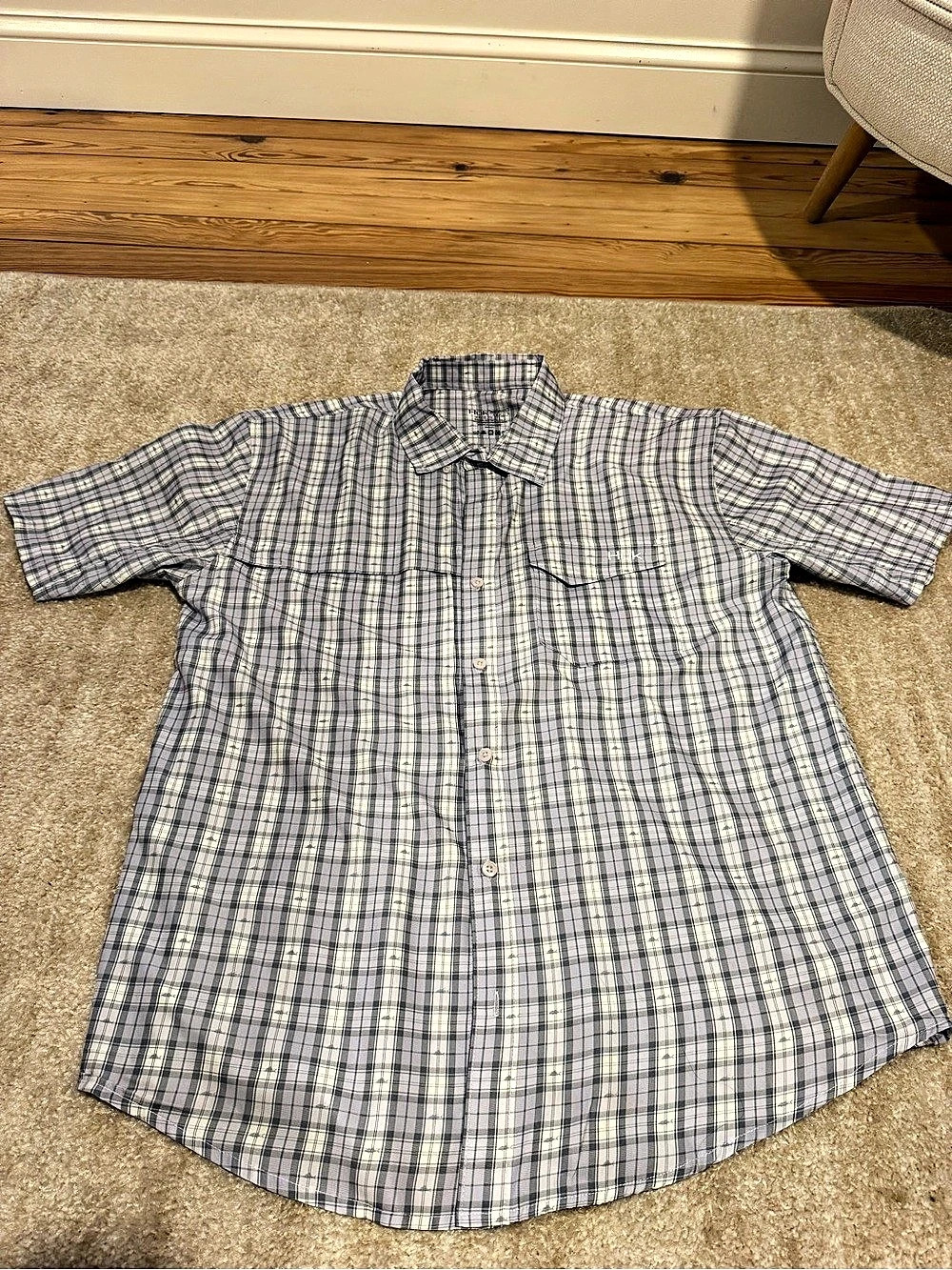 Huk Tide Point Short Sleeve Button Down Shirt Plaid Large